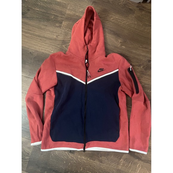 Nike Tech Fleece Full Zip Hoodie Jacket Pink/Navy Mens Large Activewear - Picture 1 of 4